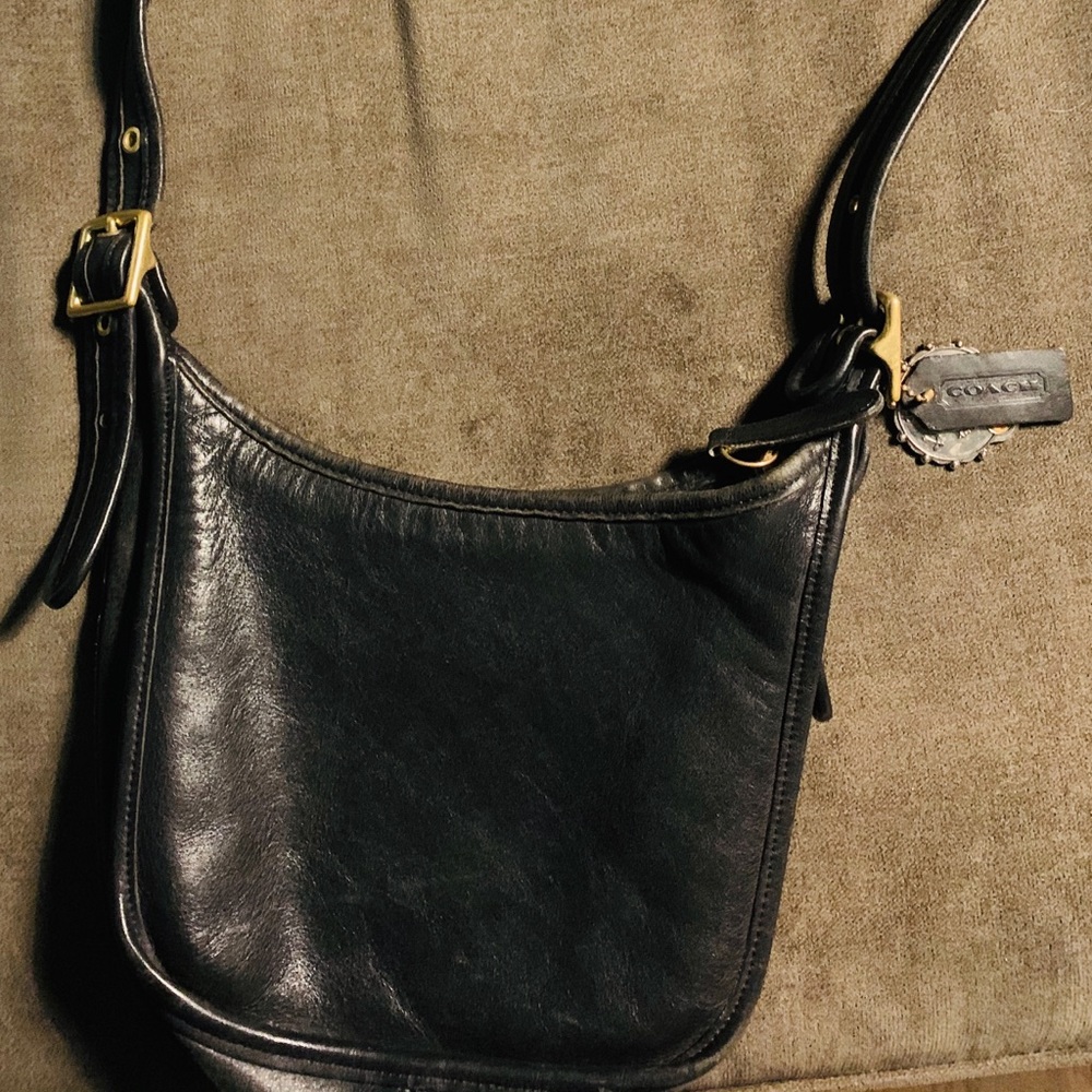 Vintage Black Leather Coach Purse